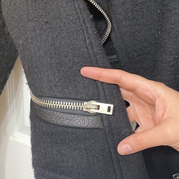 IRO Clifden Wool Biker Jacket Black Medium US8 - Picture 10 of 10